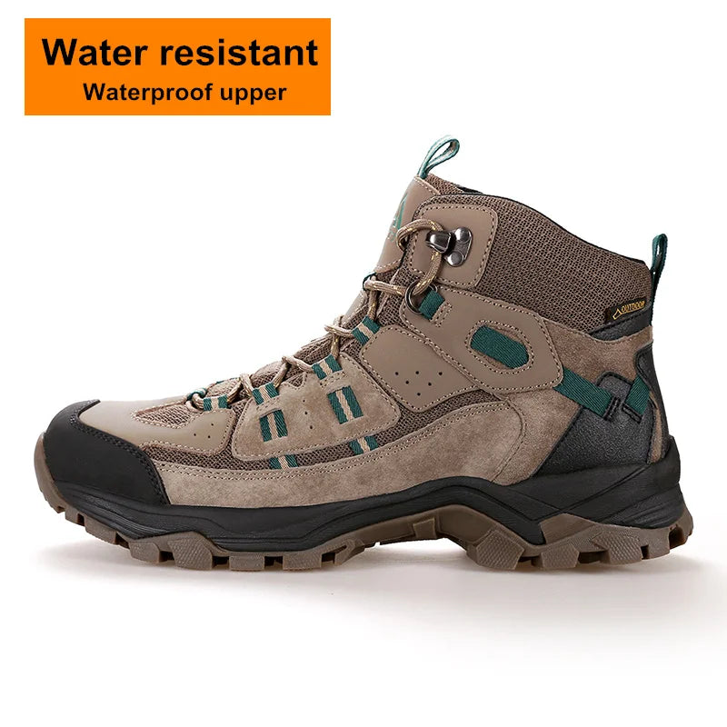 HUMTTO Outdoor Trekking Sneakers for Men Leather Sport Hiking Shoes Mens Breathable Waterproof Climbing Camping Tactical Boots