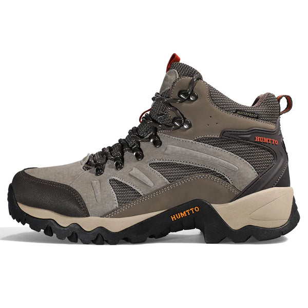 HUMTTO Outdoor Trekking Sneakers for Men Leather Sport Hiking Shoes Mens Breathable Waterproof Climbing Camping Tactical Boots