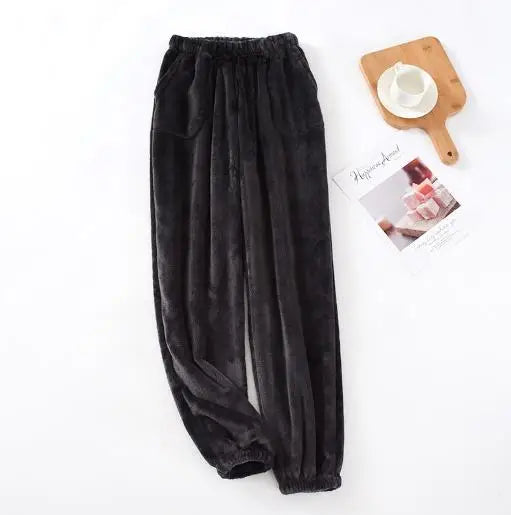 Fdfklak Warm Winter Pajamas Men Coral Fleece Thick Sleepwear Pant Casual Homewear Flannel Household Women's Wear Trousers L-3XL