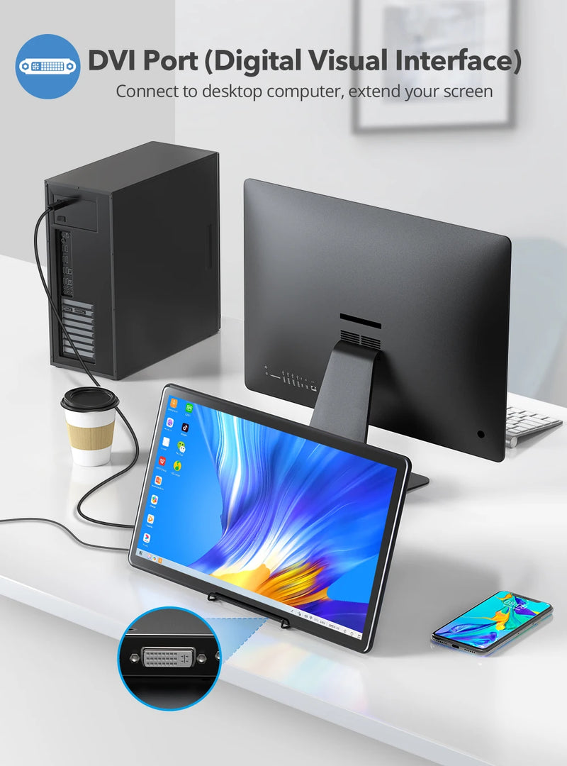 UPERFECT Touchscreen Portable Monitor 15.6'' HDR 1080P IPS Raspberry Pi VESA HDMI VGA DVI Industrial Input 2000:1 Contrast Ratio