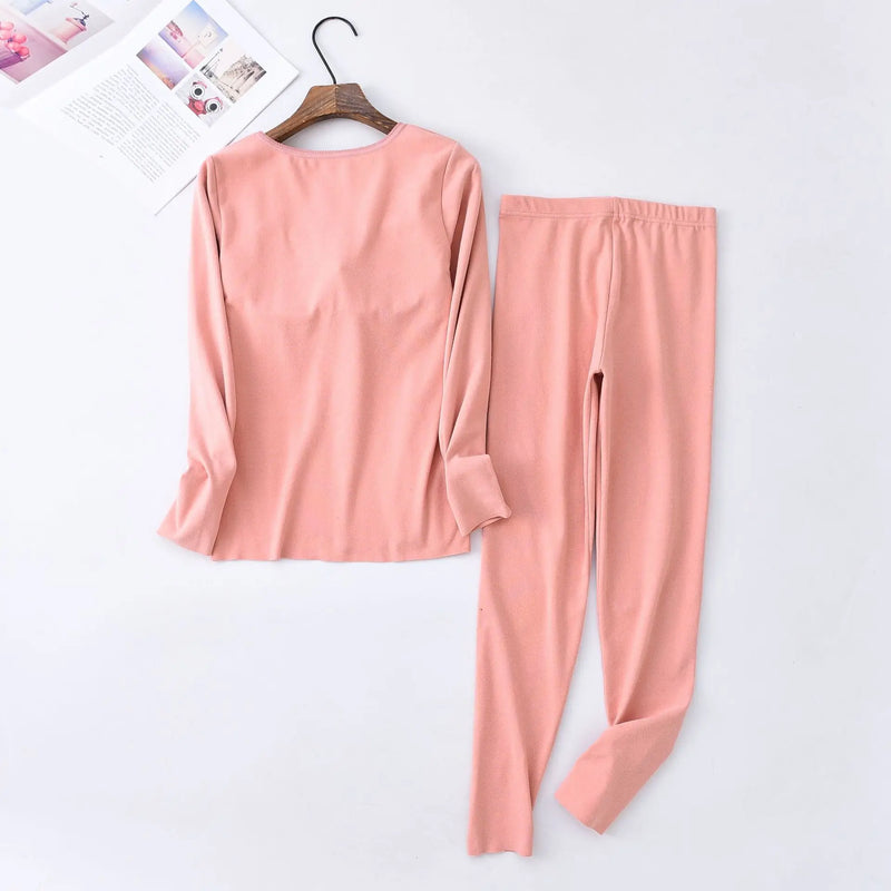 Warm Autumn Winter Women's Pajamas Set Slim Bra Padded Sleepwear Large Size Ladies Nightwear Pijamas New Velvet Home Wear Suit