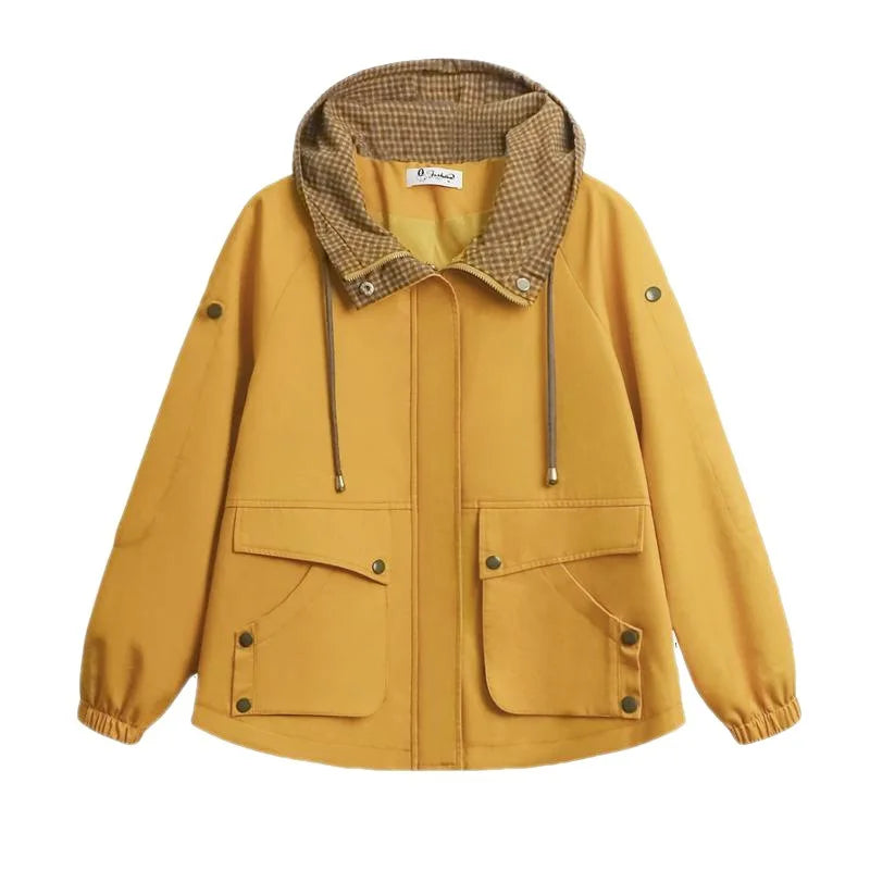 Short Velvet Autumn Winter Trench Coat For Women Hooded Casual Plus Size Windbreaker Tops Loose Spring Jackets Female M-4XL