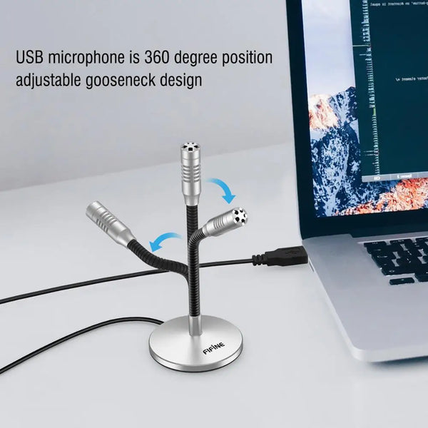 មីក្រូហ្វូន USB ខ្នាតតូច FIFINE សម្រាប់កុំព្យូទ័រ និងកុំព្យូទ័រយួរដៃ ដោត និងលេង ស័ក្តិសមសម្រាប់សន្និសីទ លេងហ្គេម ស្ទ្រីម សំឡេង និង Discord-K050S