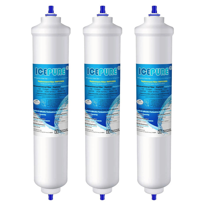 ICEPURE Refrigerator Inline Water Filter Purifier Replacement for Samsung DA29-10105J HAFEX/EXP, LG 5231JA2010B, GE GXRTQR 3 Packs CHINA