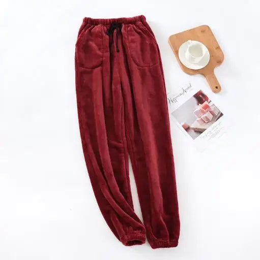 Fdfklak Warm Winter Pajamas Men Coral Fleece Thick Sleepwear Pant Casual Homewear Flannel Household Women's Wear Trousers L-3XL