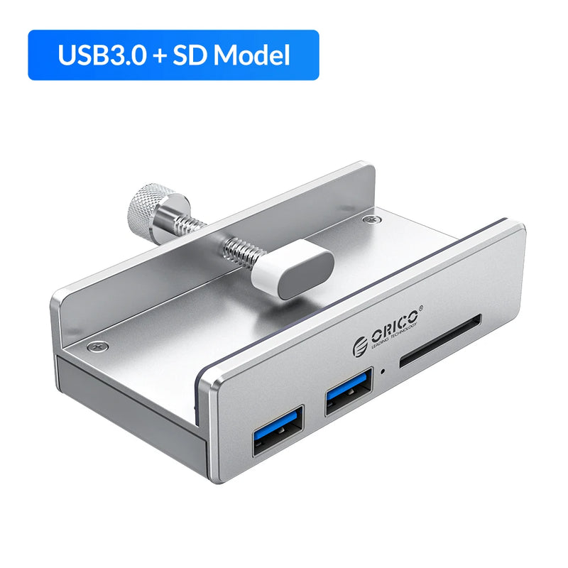 ORICO Aluminum 4 Ports USB 3.0 Clip HUB with Power Supply High Speed 5GBPS Data Transmission for MAC OS PC (MH4PU-P)