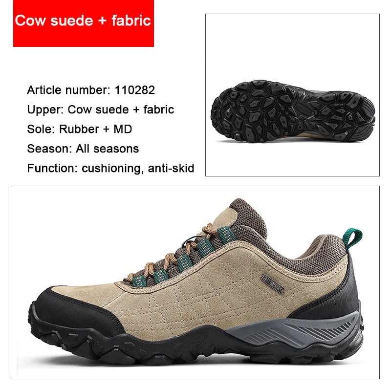 HUMTTO Brand Clearance Man Summer Hiking Shoes for Men  Breathable Leather Hunting Trekking Climbing Shoes Mens Outdoor Sneakers