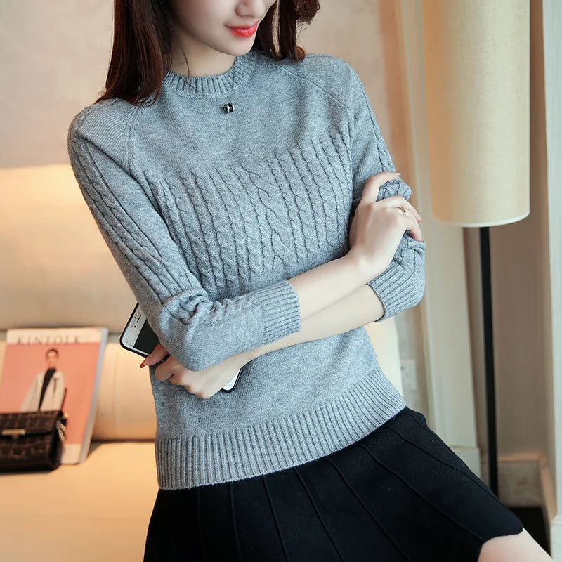 Fdfklak Autumn Winter New Slim Elegance Candy Color All-Match Bottoming Shirt Knitted Sweater Female Pullover Tops Women