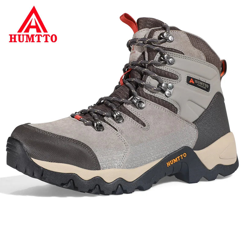 HUMTTO Waterproof Outdoor Sport Hiking Shoes for Men Leather Non-slip Climbing Sneakers Mountain Tactical Mens Trekking Boots