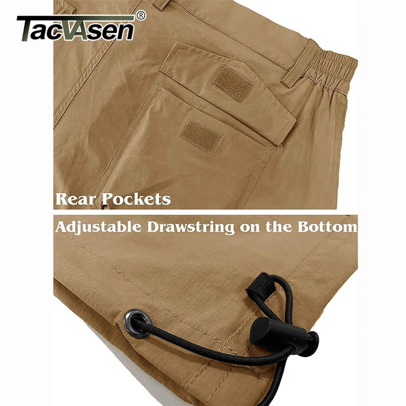 TACVASEN Men's Cargo Work Shorts Quick Dry 3/4 Length Capri Pants Multi-pockets Knee Length Trousers Summer Board Beach Shorts