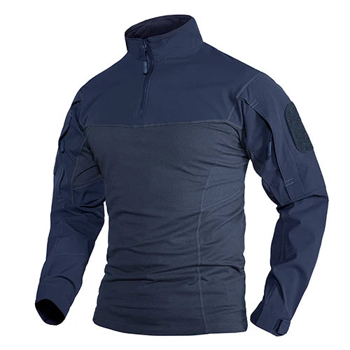 TACVASEN 1/4 Zipper Ripstops T-shirts With Zipper Pockets Mens Long Sleeve T-shirts Outdoor Hiking Tees Tops Pullover Workout