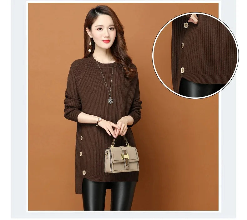 Fdfklak Spring Sweater 2026 New Women's Mid-Long Wild Loose Large-Size Autumn Winter Pullover Shirt Short Bottoming Dress
