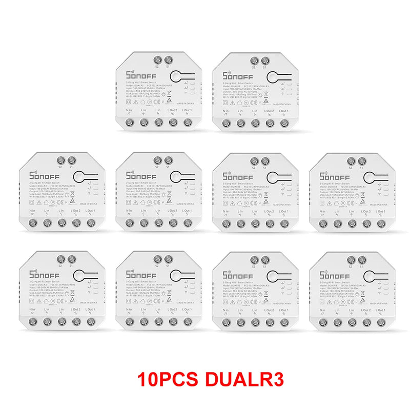 SONOFF DUALR3 Dual Relay Module DIY MINI Power Metering Smart Switch 1-20PCS Two Way Smart Home Control via eWeLink Alexa Google