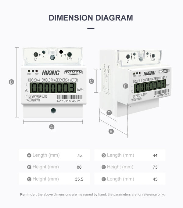TOMZN 100A 110V 220V 50-60HZ LCD Single Phase 2 Wire 3 Wire Din-rail kWh Watt Hour Energy Meter for America