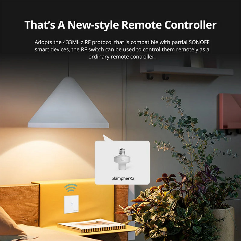 SONOFF T2EU-RF Wall Panel Sticky 433MHz RF Remote Wireless 1-3 Gang Two-Way Control with 4CHPROR3 RFR2 TX Wall Switches