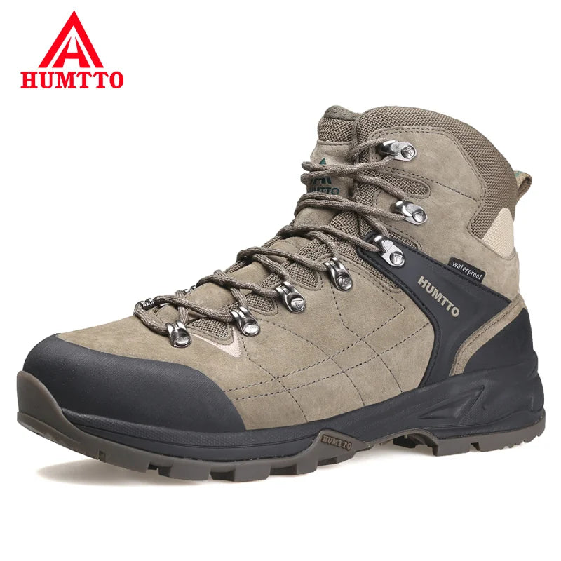 HUMTTO Hiking Boots Leather Waterproof Sneakers for Men 2021 Sport Hunting Climbing Trekking Shoes Breathable Outdoor Mens Shoes