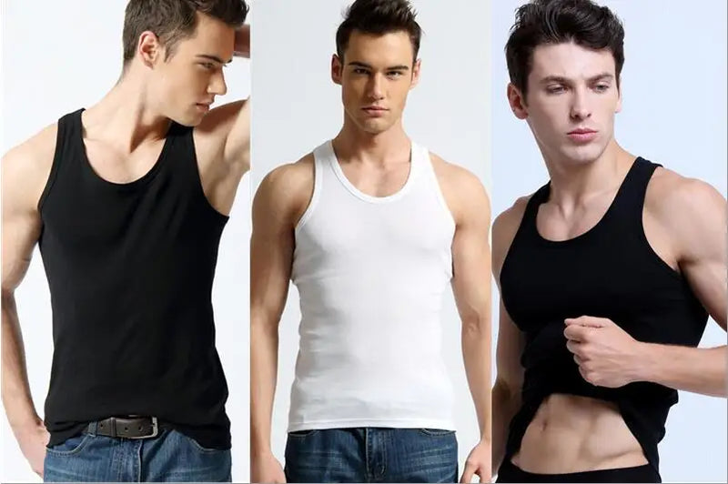 2026 New Men White Cotton Tank Top, Fitness Sexy Sleeveless Sport T-Shirt,Elegant Man Bottoming Tees Streetwear White Tanks Vest