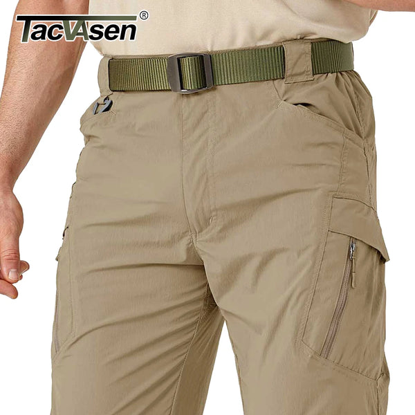 TACVASEN Summer Quick Dry Pants Men Stretch Fabric Cargo Pants Multi-Pockets Outdoor Trousers Lightweight Workout Hiking Pants
