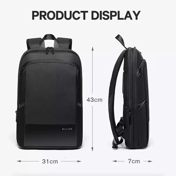 BANGE Slim Men Business Expandable Waterproof 15.6" Laptop Backpack Fashion Male Travel Light Scalable Shoulder Bags for Men