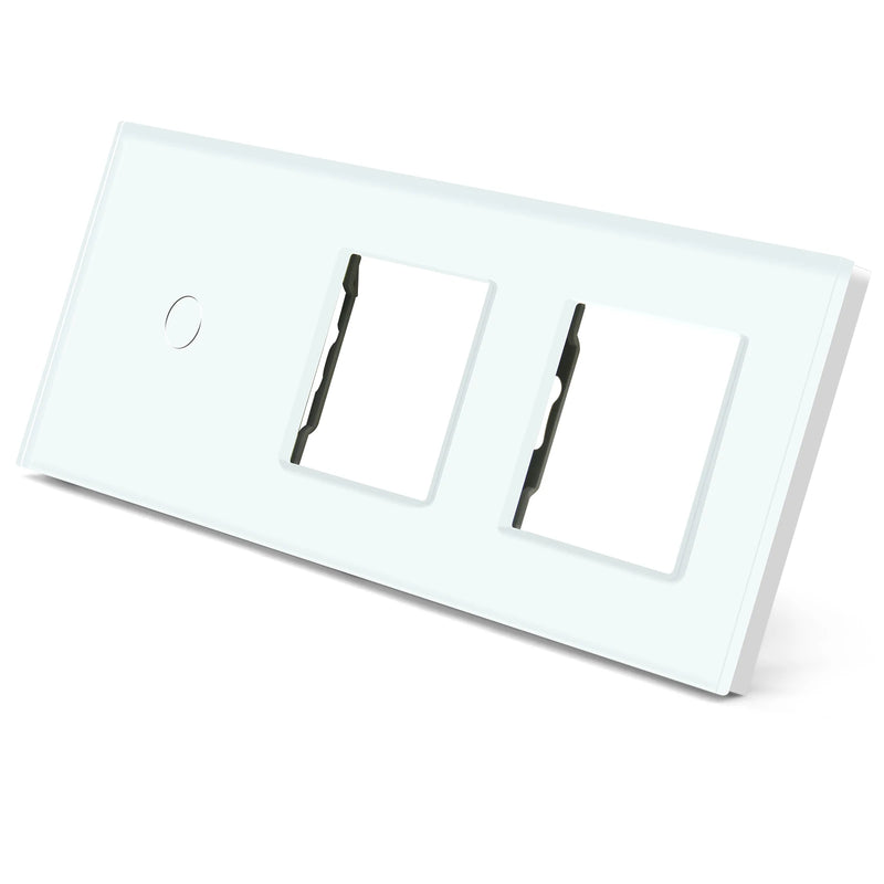 BSEED Crystal Light Switch Panel With Double Wall Socket Frames 228mm Metal Base Included Gass Frame EU Standard