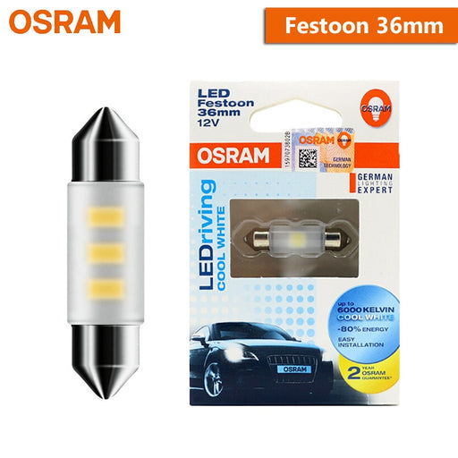 OSRAM LED Festoon 31mm 36mm 41mm C5W LEDriving Standard 6000K Cool White LED Interior Light Reading Lamp Plate Bulb (1pc) Festoon 36mm 6000K