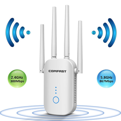 2.4G 5Ghz Wireless WiFi Repeater Wi Fi Booster 300M 1200 Mbps WiFi Amplifier 802.11AC 5G Wi-Fi Long Range Extender Access Point