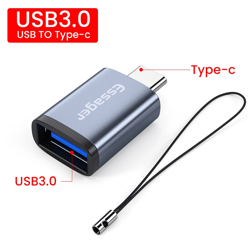 ឧបករណ៍ភ្ជាប់ OTG Essager USB Type C Type-C USB-C Male ទៅ USB 3.0 Female Converter សម្រាប់ Macbook Xiaomi Mi Samsung USBC OTG Connector