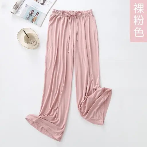 Wide leg pants women's high waist drape 2025 new modal loose traight casual pajamas pants ladies home pant sleep trousers