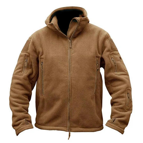 TACVASEN Winter Hooded Fleece Jackets Mens Zipper Pockets Camping Work Jacket Thermal Autumn Outerwear Outdoor Hiking Warm Coat