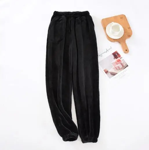 Fdfklak Warm Winter Pajamas Men Coral Fleece Thick Sleepwear Pant Casual Homewear Flannel Household Women's Wear Trousers L-3XL