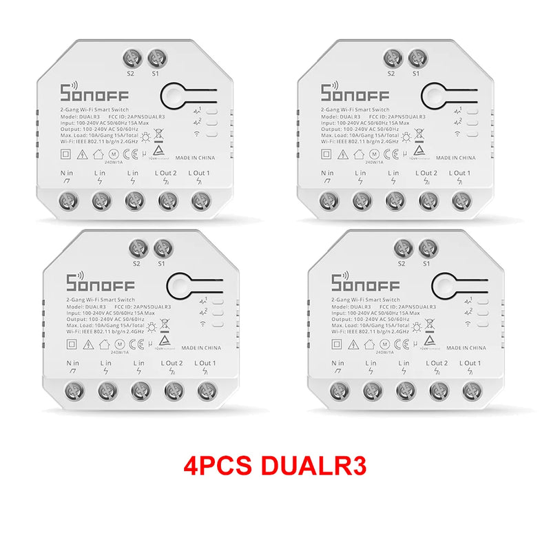 SONOFF DUALR3 Dual Relay Module DIY MINI Power Metering Smart Switch 1-20PCS Two Way Smart Home Control via eWeLink Alexa Google