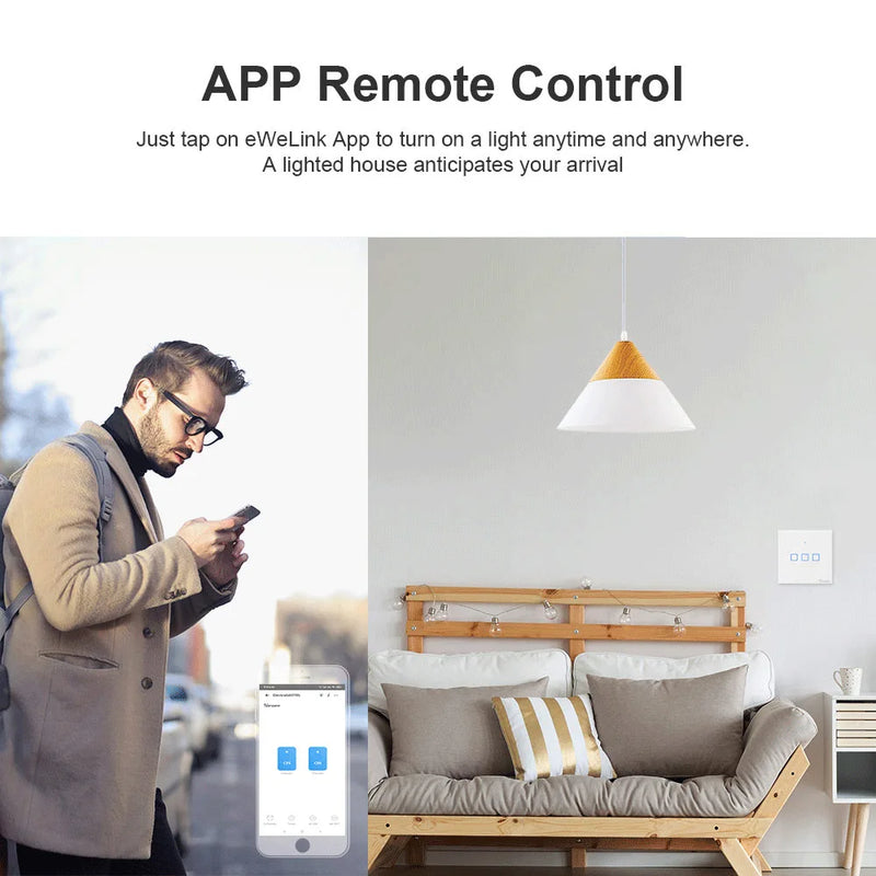 SONOFF T2EU 433Mhz RF WiFi Touch Wall Switch Time Schedule Smart Scene via eWeLink Remote Voice Control with Alexa Google Home