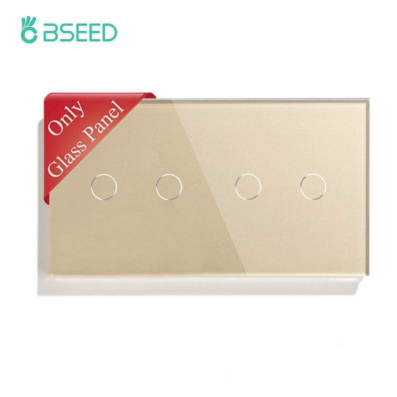 BSEED EU Standard Wall Glass Panel With Metal Base DIY Part For Touch Light Switch 157*86mm Crystal Glass Cover Only