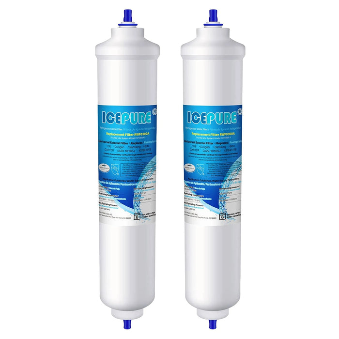 ICEPURE Refrigerator Inline Water Filter Purifier Replacement for Samsung DA29-10105J HAFEX/EXP, LG 5231JA2010B, GE GXRTQR 2 Packs CHINA