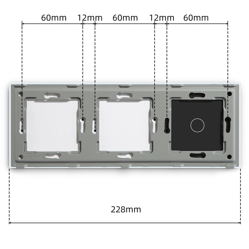 BSEED Crystal Light Switch Panel With Double Wall Socket Frames 228mm Metal Base Included Gass Frame EU Standard