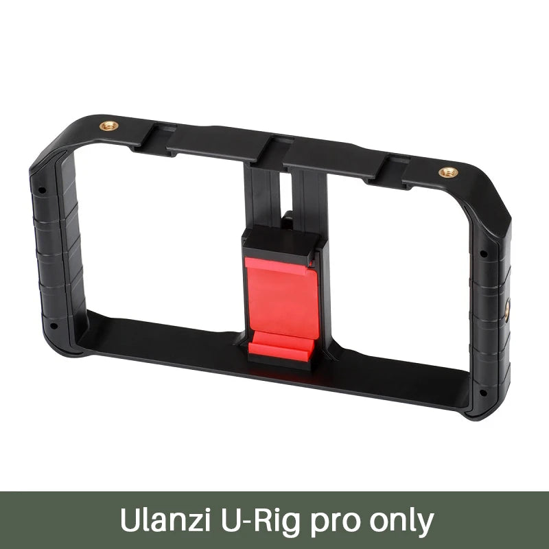 ឧបករណ៍ ថត វីដេអូ ស្មាតហ្វូន Ulanzi U-Rig Pro ជាមួយ នឹង ស្បែកជើង ចំនួន 3 សម្រាប់ ដាក់ ក្នុង ប្រអប់ សម្រាប់ ថត ភាពយន្ត និង មាន ជើង ទ្រ សម្រាប់ កាន់ ទូរសព្ទ។