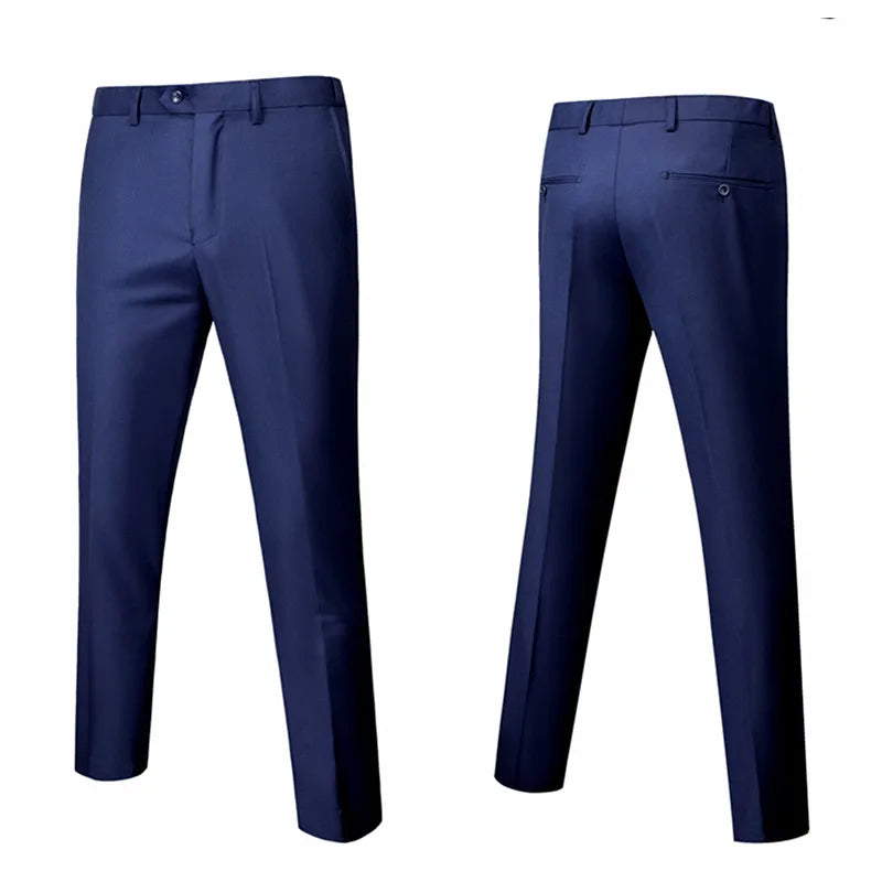 Men's Blue Suit 3-Pieces, Business Wedding Terno Masculino, Fashion Slim Fit Costume Homme, Black Red Gray, Asian Size M-4XL 5XL