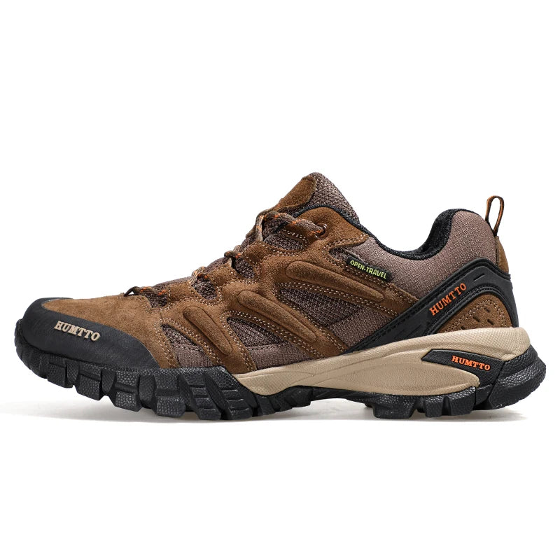 HUMTTO Hiking Shoes for Men Outdoor Sports Camping Shoe Tactical Sneakers Cow Suede Genuine Leather Breathable Non-slip Big Size