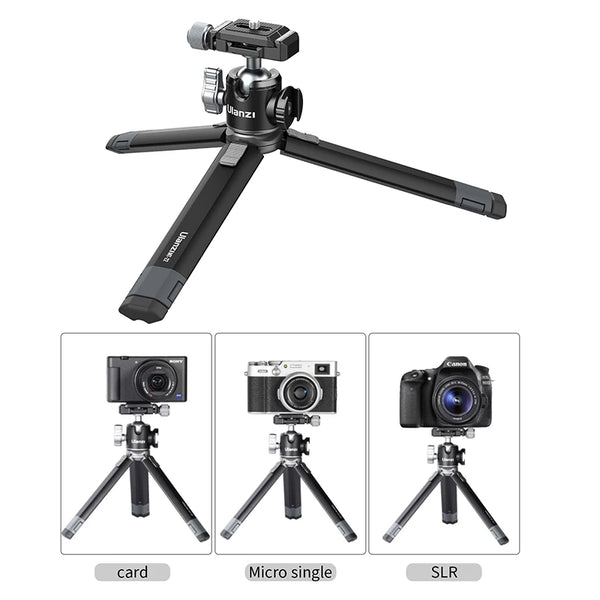 ជើងកាមេរ៉ា Ulanzi MT-24 Vlog Lite Metal Mini Tripod ពង្រីក Vlog Selfie Stick Tripod ជាមួយ Cold Shoe សម្រាប់មីក្រូហ្វូន LED Light DSLR SLR Camera