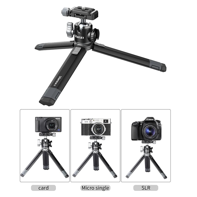 ជើងកាមេរ៉ា Ulanzi MT-24 Vlog Lite Metal Mini Tripod ពង្រីក Vlog Selfie Stick Tripod ជាមួយ Cold Shoe សម្រាប់មីក្រូហ្វូន LED Light DSLR SLR Camera