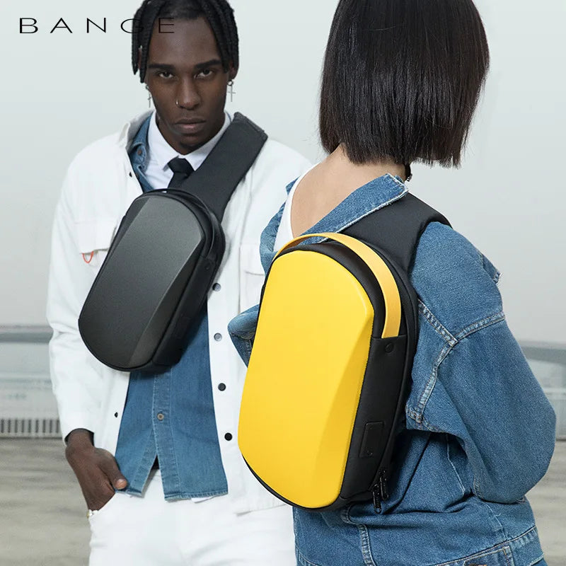BANGE New Multifunction USB Crossbody Bag Shoulder Bag Man TPU Waterproof Travel Sling Messenger Pack Chest Bag for Male