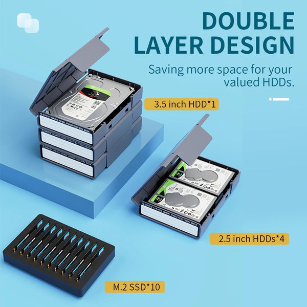 ORICO 3.5 Inch HDD ProtectIon Box 5 PCS Storage Box Multi-disk Storage for 2.5" M.2 SSD With label Design