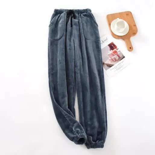 Fdfklak Warm Winter Pajamas Men Coral Fleece Thick Sleepwear Pant Casual Homewear Flannel Household Women's Wear Trousers L-3XL