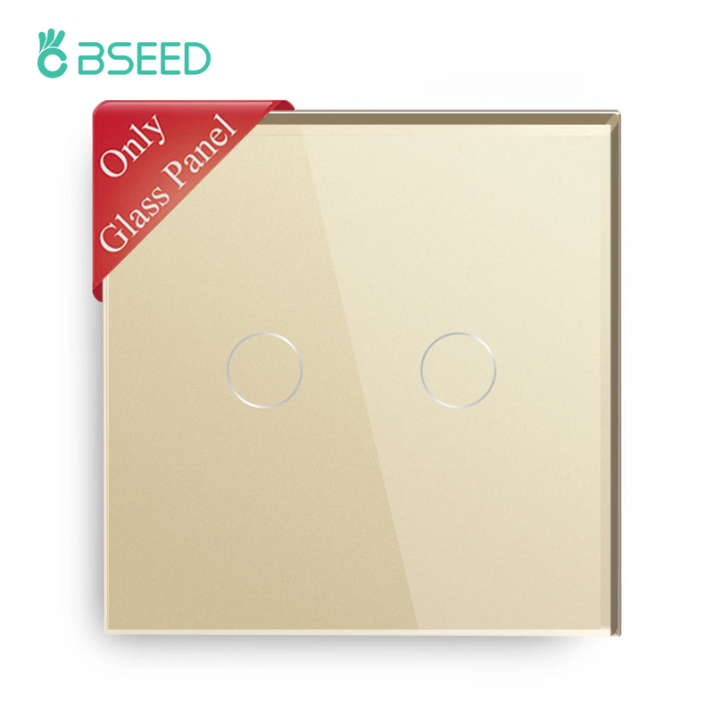 BSEED Single Wall Touch Switch Panel 1/2/3Gang For Light Switch Crystal Glass DIY Parts EU Standard 86*86mm Metal Base Included