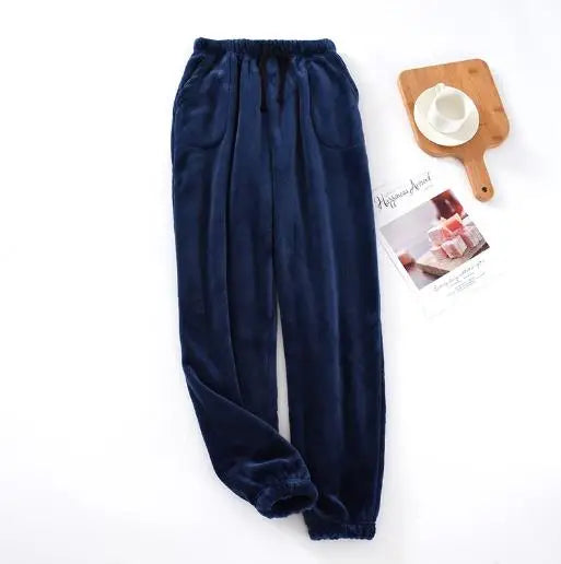 Fdfklak Warm Winter Pajamas Men Coral Fleece Thick Sleepwear Pant Casual Homewear Flannel Household Women's Wear Trousers L-3XL