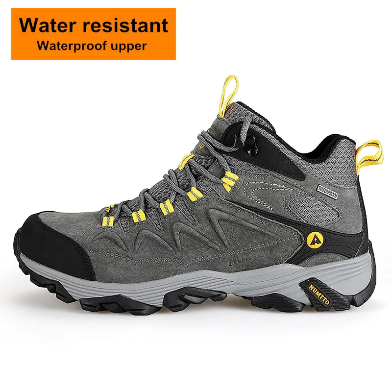 HUMTTO Outdoor Trekking Sneakers for Men Leather Sport Hiking Shoes Mens Breathable Waterproof Climbing Camping Tactical Boots