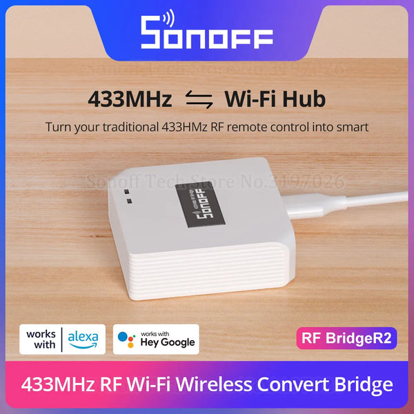 SONOFF RF Bridge R2 433MHz RF Wi-Fi Wireless Gateway Smart Scene Home Security Support DW2-RF PIR3-RF Sensor via eWeLink Alexa