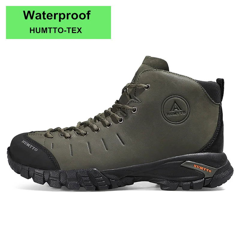 HUMTTO Waterproof Outdoor Sport Hiking Shoes for Men Leather Non-slip Climbing Sneakers Mountain Tactical Mens Trekking Boots