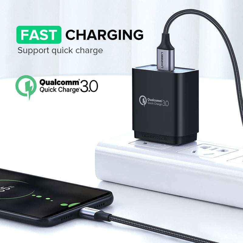 Ugreen Micro USB Cable 2A Nylon Fast Charging USB Type C Cable for Samsung Xiaomi HTC USB Charger Data Phone Cable Quick Charge