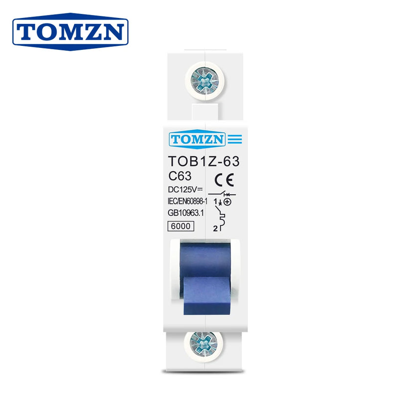 TOMZN DC MCB 6KA 1P 125V Mini Circuit Breaker 3A 6A 10A 16A 20A 25A 32A 40A 50A 63A
